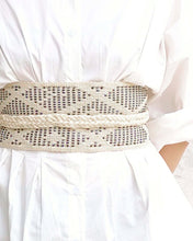 Load image into Gallery viewer, Leatherweave Obi (Cream &amp; Grey)
