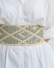 Load image into Gallery viewer, Leatherweave Belt (Cream &amp; Green)
