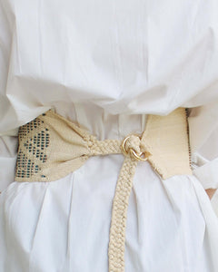 Leatherweave Belt (Cream & Green)